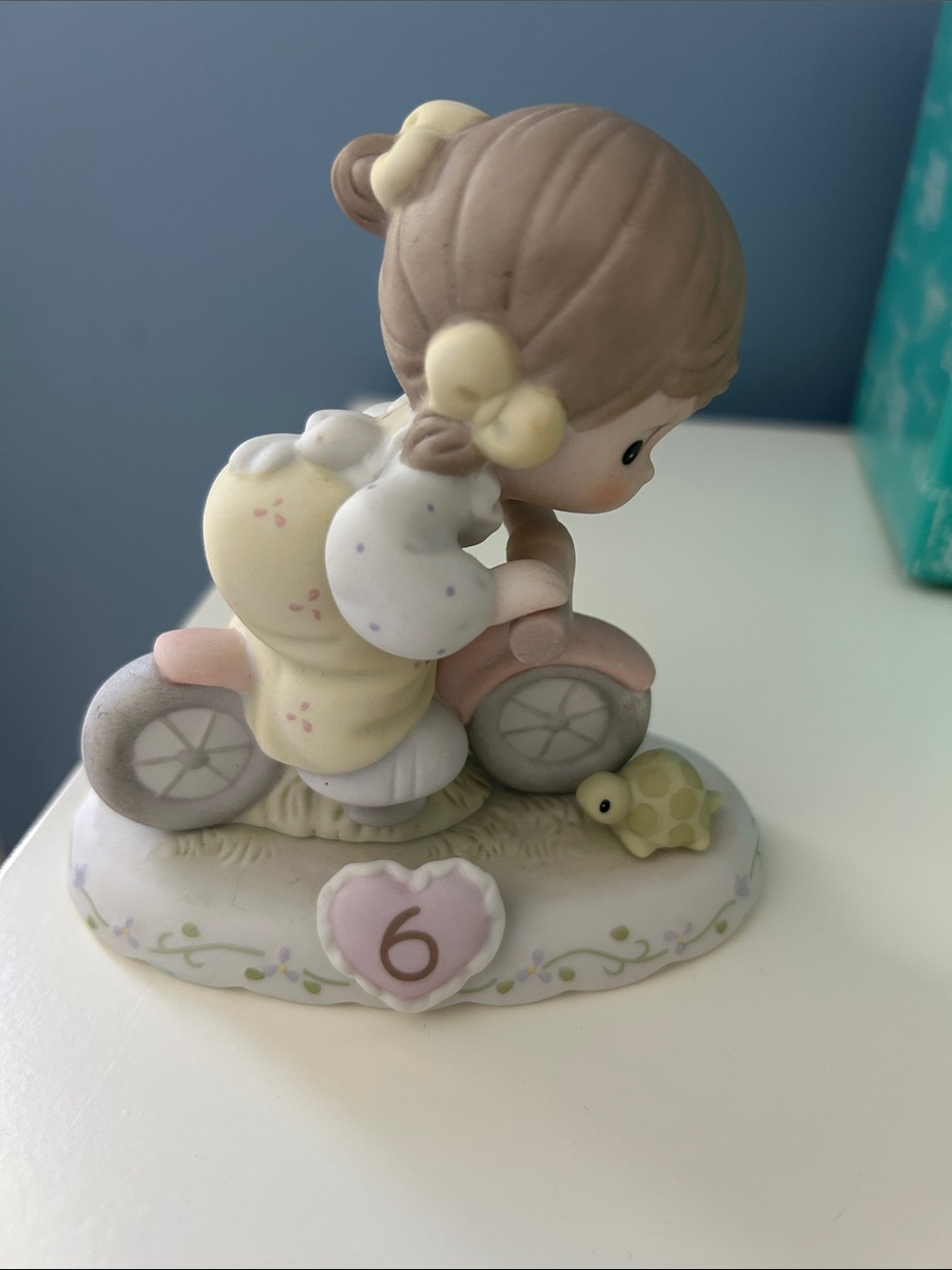 Precious Moments Pastel Yellow & Pink Tricycle Girl Figurine
